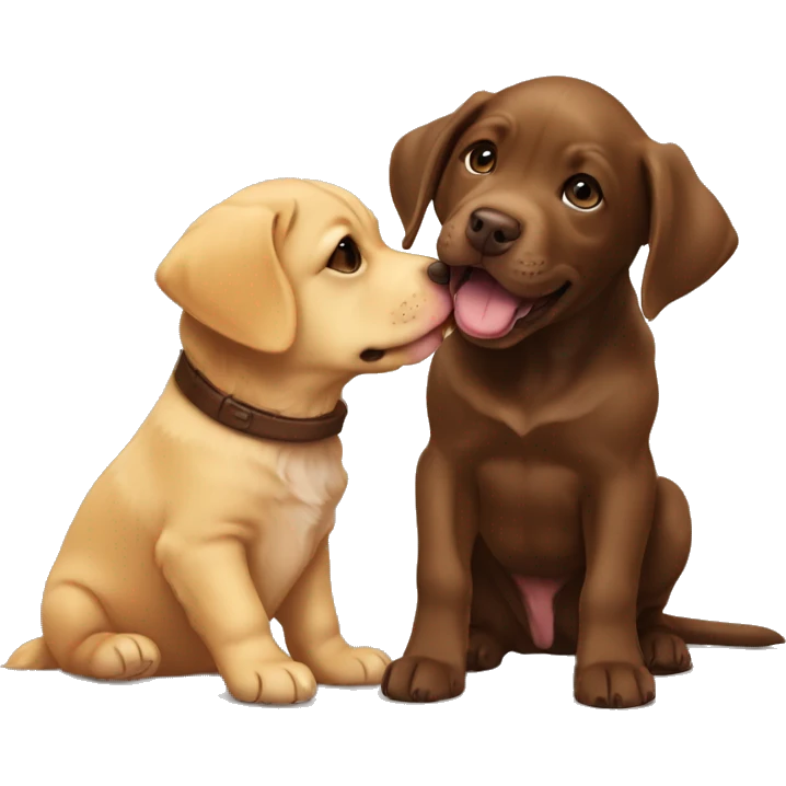 Golden retriever playing with chocolate lab pitbull puppy emoji