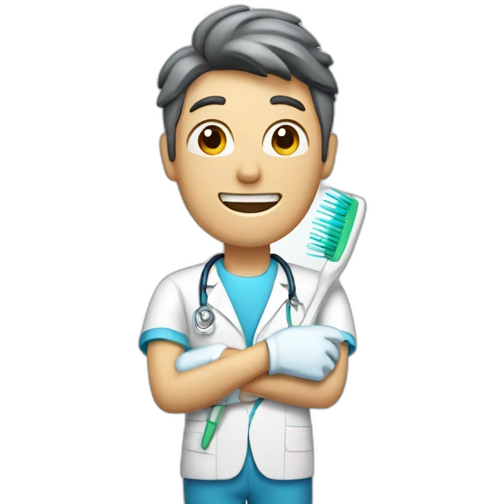 dentist with a toothbrush in his hand emoji