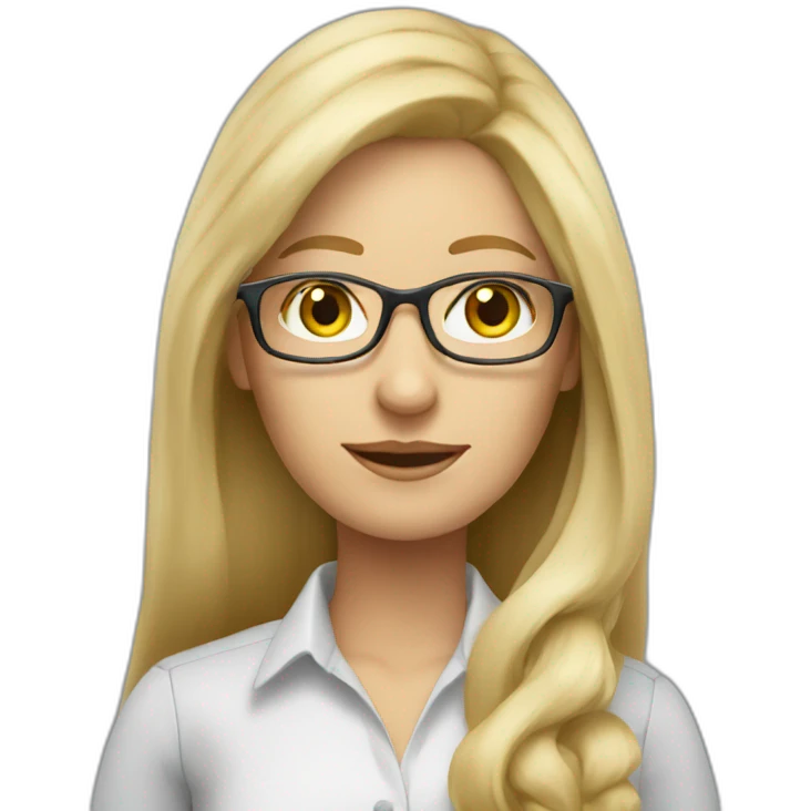 blonde long hair woman accountant with glasses emoji