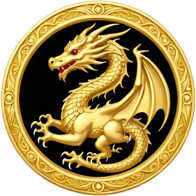 Golden Dragon crest/brosch in a circle emoji