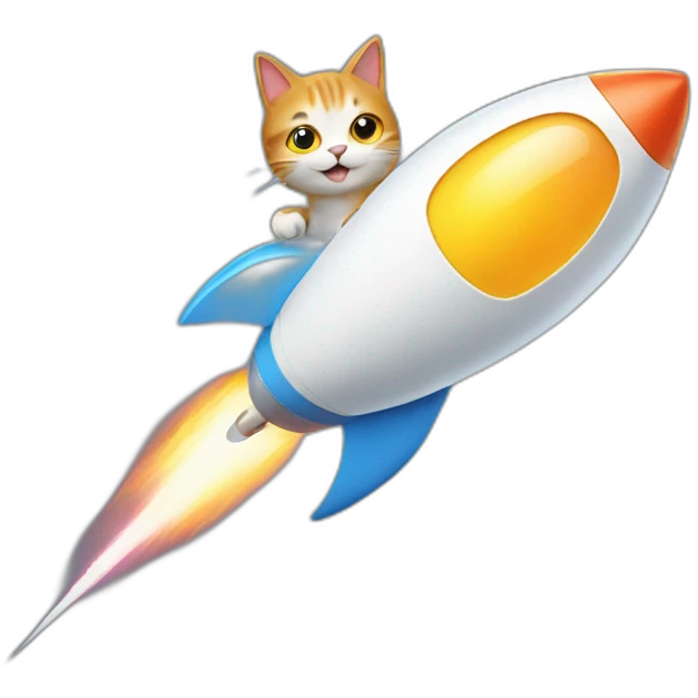 cat on rocket emoji