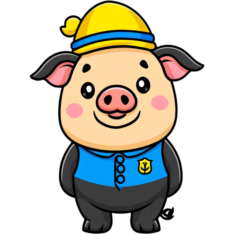 President Zelensky's head on a pig body wearing a yellow and blue hat emoji