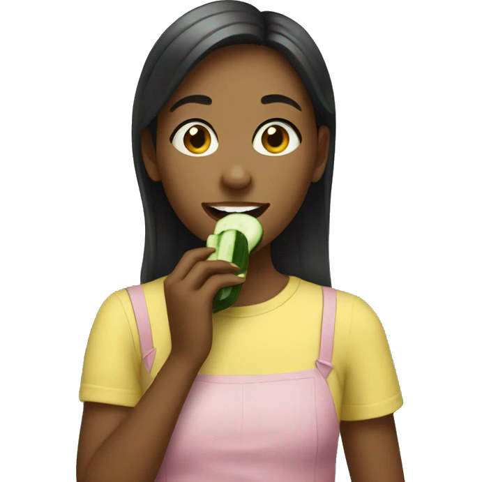 Girl eating cucumber emoji