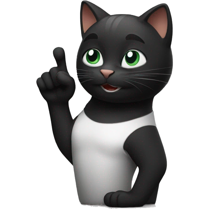 Black cat showing a victory sign with its paw emoji