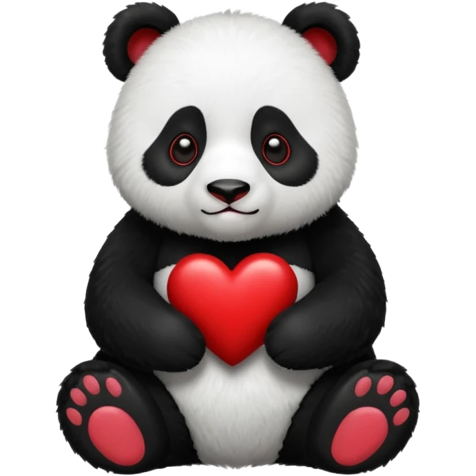 panda with  dark red heart  emoji