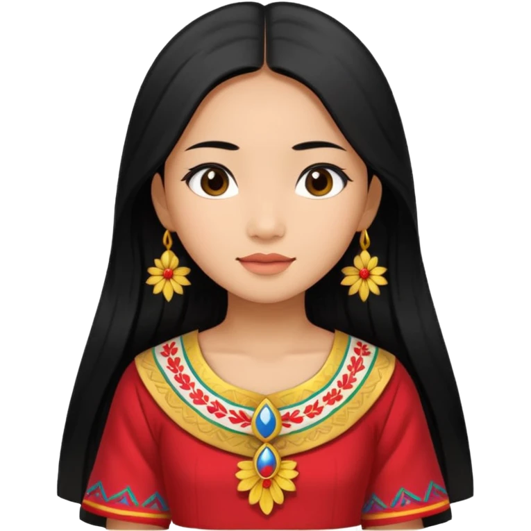 Asian girl with long black hair in Filipino dress emoji