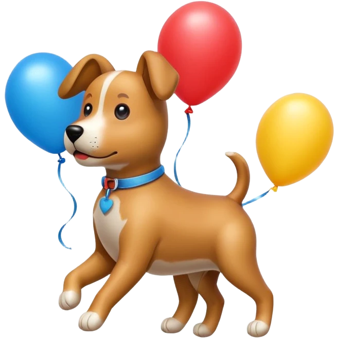 dog shaped flying balloons emoji