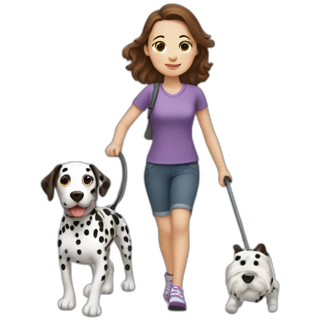 Woman with brown hair and dalmatian going for a Walk emoji