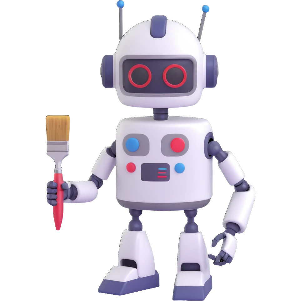 robot holding a paintbrush emoji