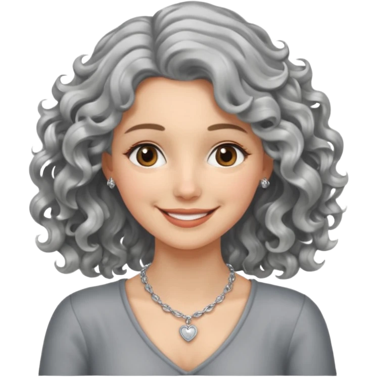 silver, wavy/curly hair shorter than shoulder-length smiling lady giving hug emoji