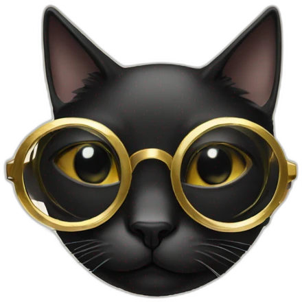 Black-cat-with-gold-framed-circular-glasses emoji