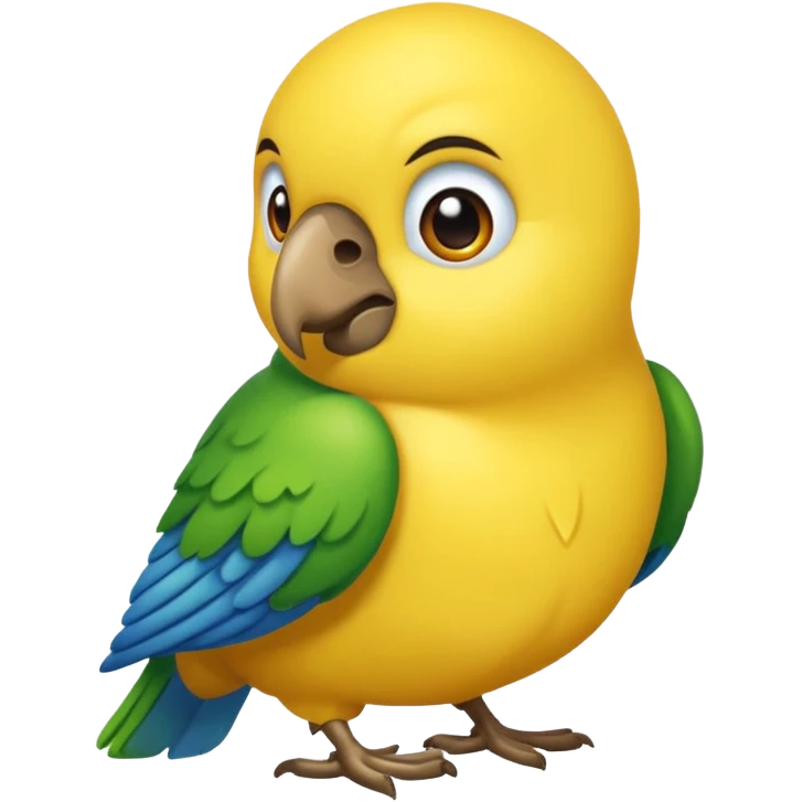 Pappagallo giallo e blu con il giallo sul petto le ali e la coda blu e la fronte poco poco verde emoji