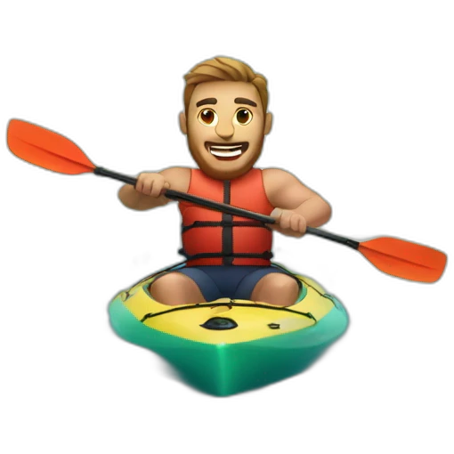 Strong man kayaking lake emoji