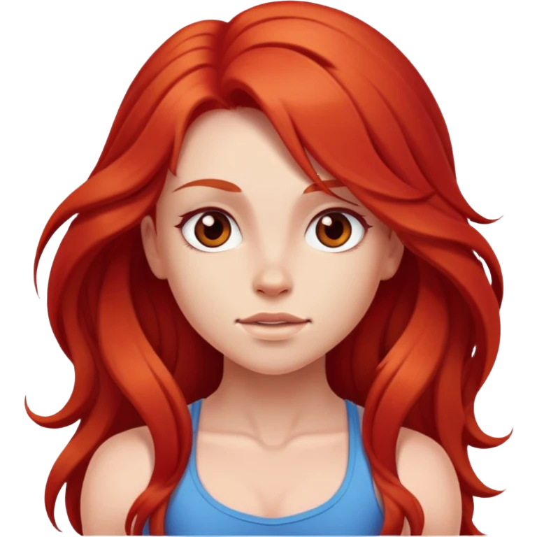Cute girl with red long hair muscular  emoji