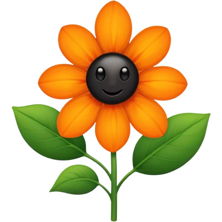 Green stem, white bud with black cartoony face: ;p. And six heart shaped yellowish orange petals emoji