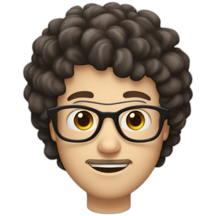 White Boy with blsck hair glasses little dark brown mustache and shaved dark brownbeard emoji