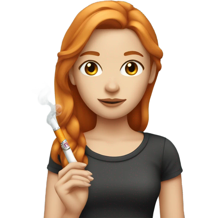 girl with straight ginger hair and brown eyes with electric cigarette emoji