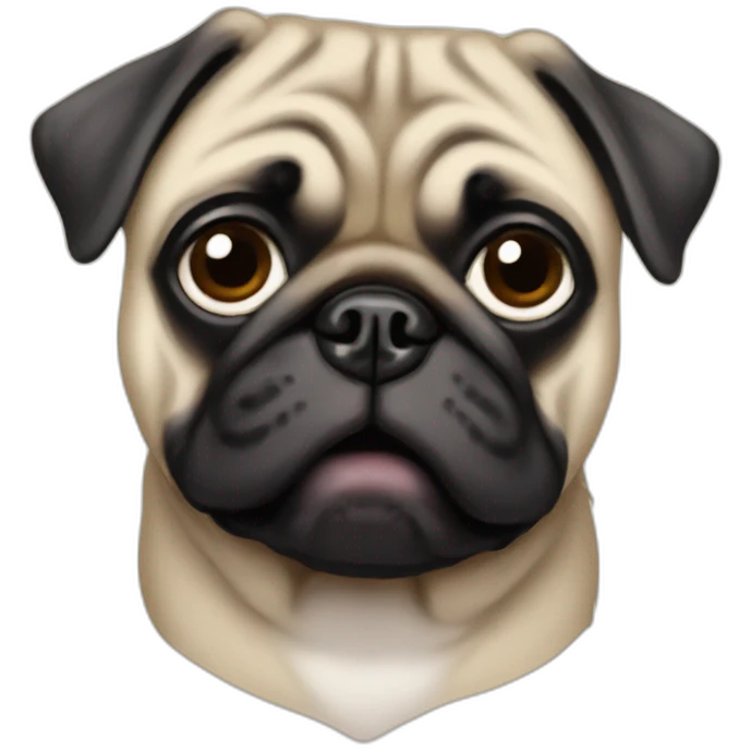 pug wearing a t-shirt emoji