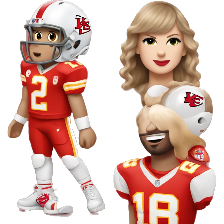 Taylor swift wearing a Kansas City chiefs jersey  emoji