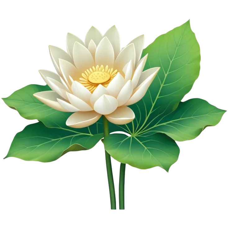 bouquet white Nymphaea lotus,stem, lotus leaf emoji