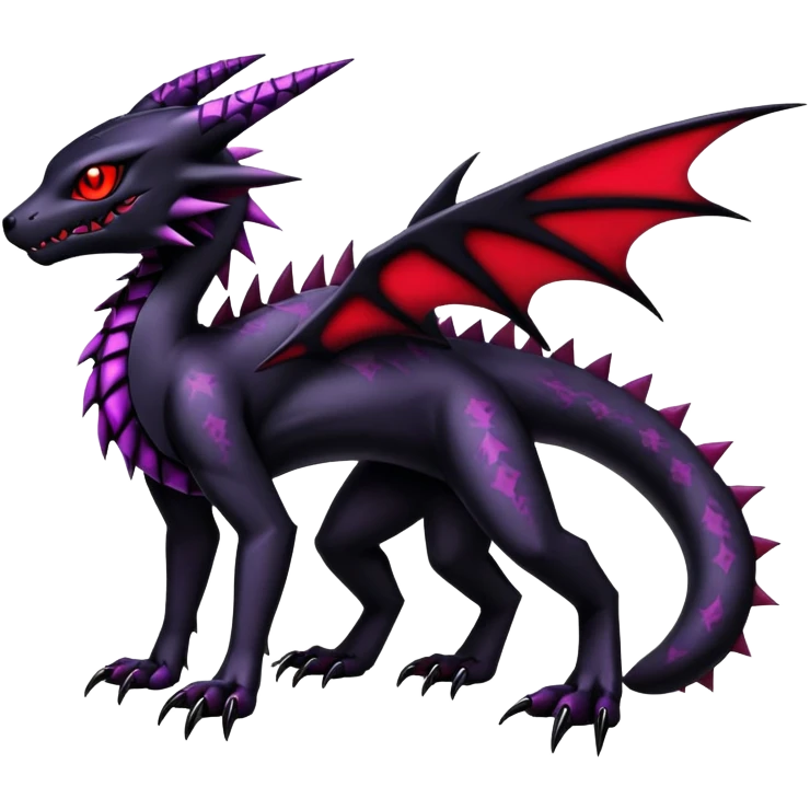 Gothic Edgy Badass Gloomy Dark Guilmon-Salandit-Umbreon-Fakémon-hybrid-creature (full body)  emoji