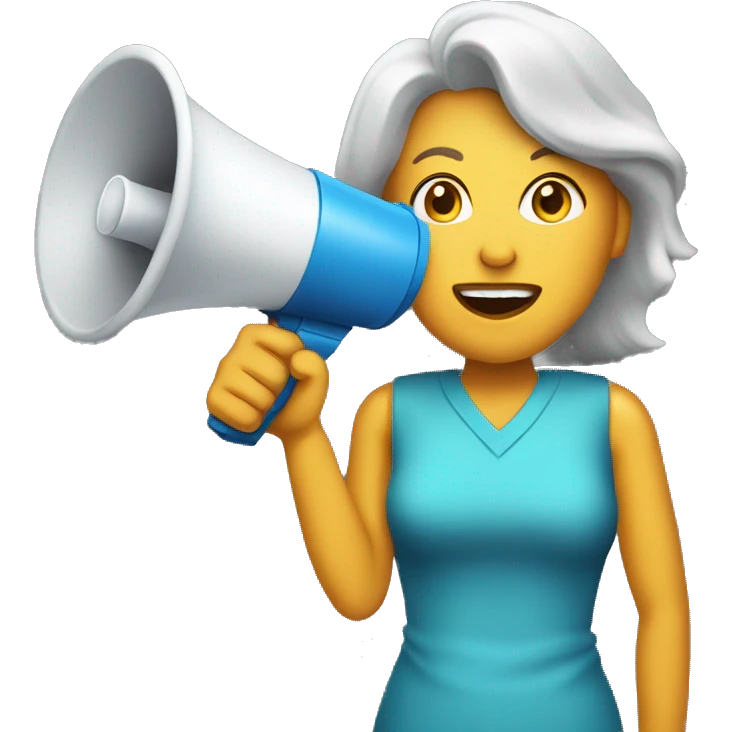 middle aged woman with megaphone emoji