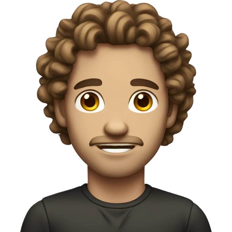 arrogant looking male with long curly brown hair emoji