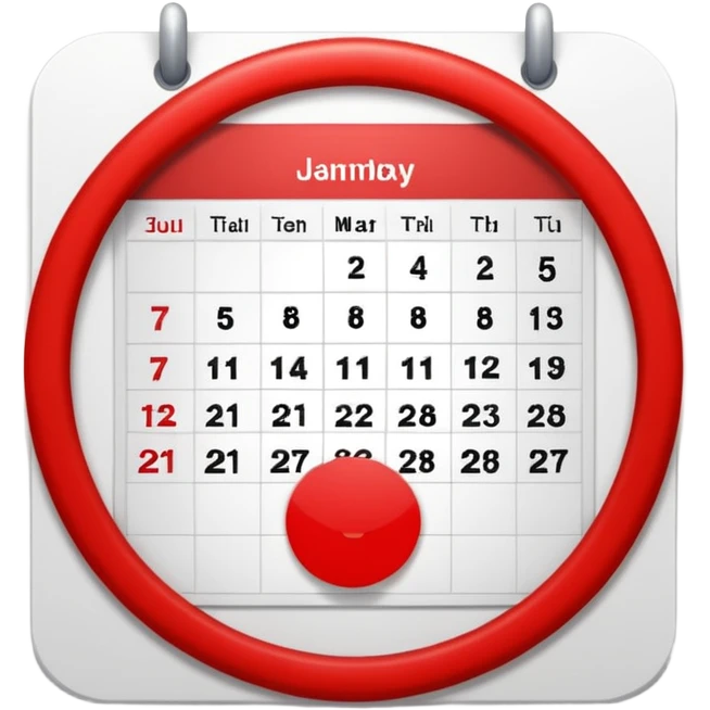 Wall calendar with red circled date emoji