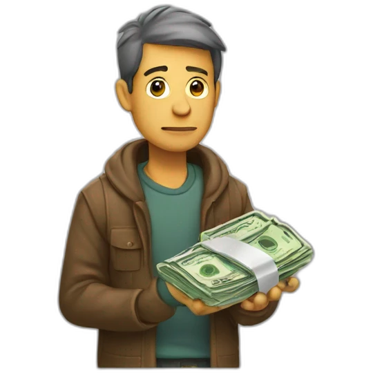 poor man with money emoji