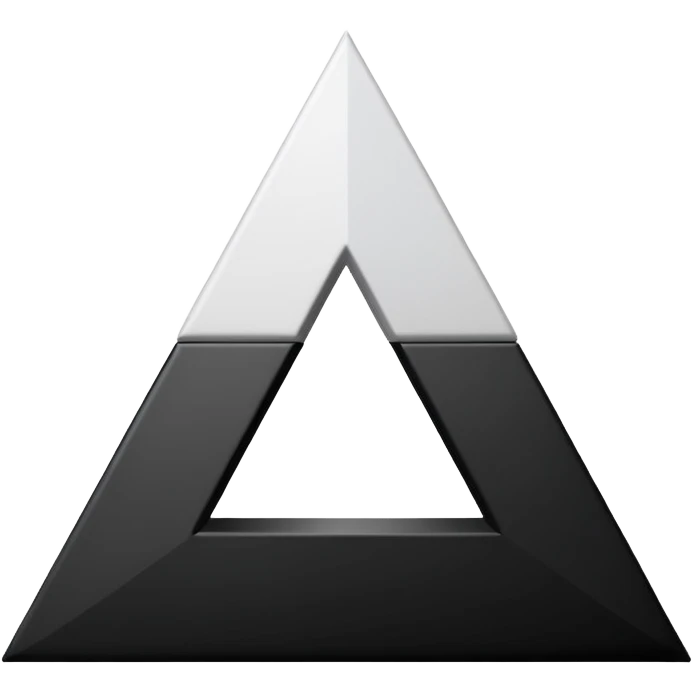 2D triangle with squares stacking up inside to demonstrate a social herarchy (all black and white) emoji