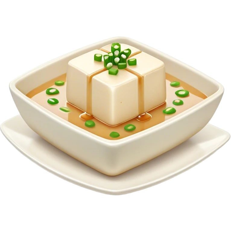 Cinematic Realistic Silken Tofu Dish Emoji, depicted as soft, smooth tofu in a delicate sauce rendered with lifelike detail and gentle, natural lighting. emoji