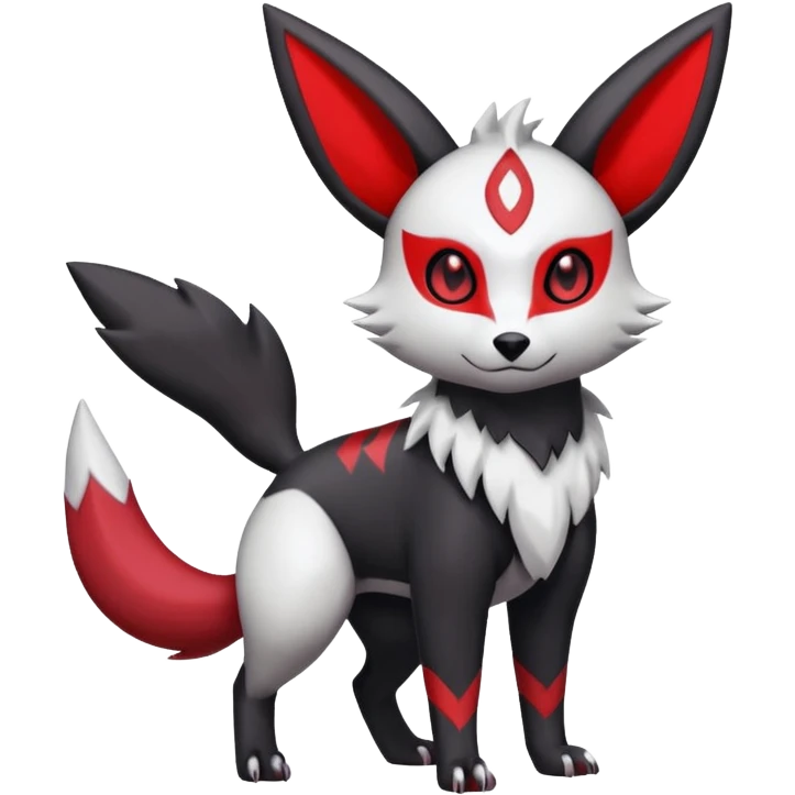 White, black and red Umbreon-Zangoose-fusion (full body) emoji
