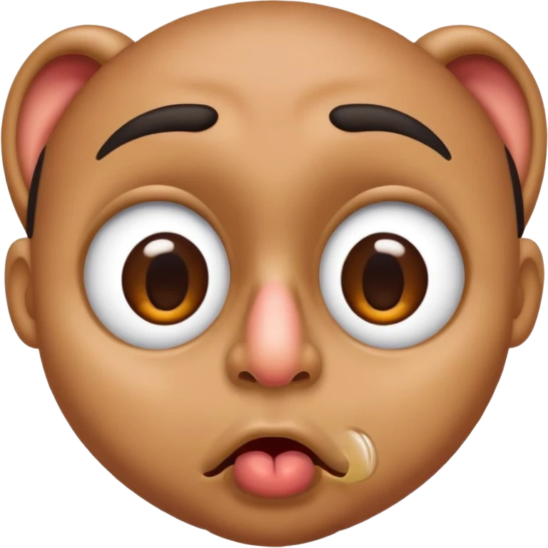 Hispanic male with big eyes and pierced nose licking  emoji