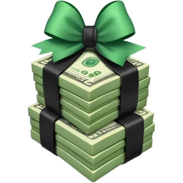 stack of money with black bow emoji
