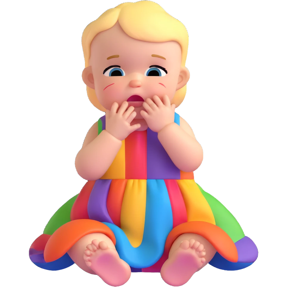 crying baby in colorful dress emoji