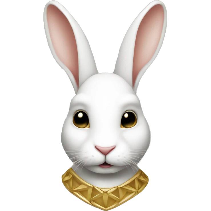 white rabbite face, luxury style, gold border emoji