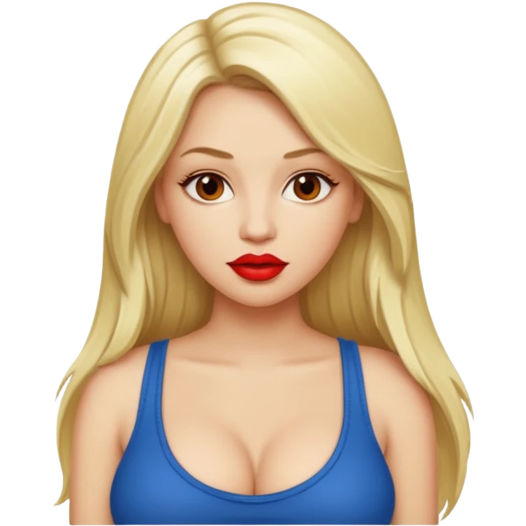 Blond female.long hair. Big tits. Red lips. Low top emoji