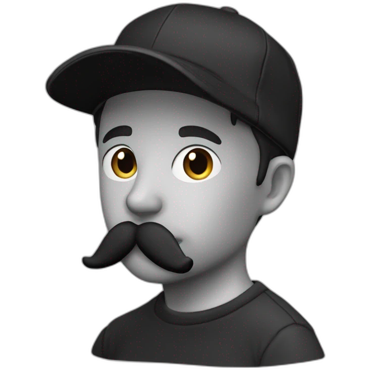 Metisse brun casquette noir tshirt noir moustache emoji