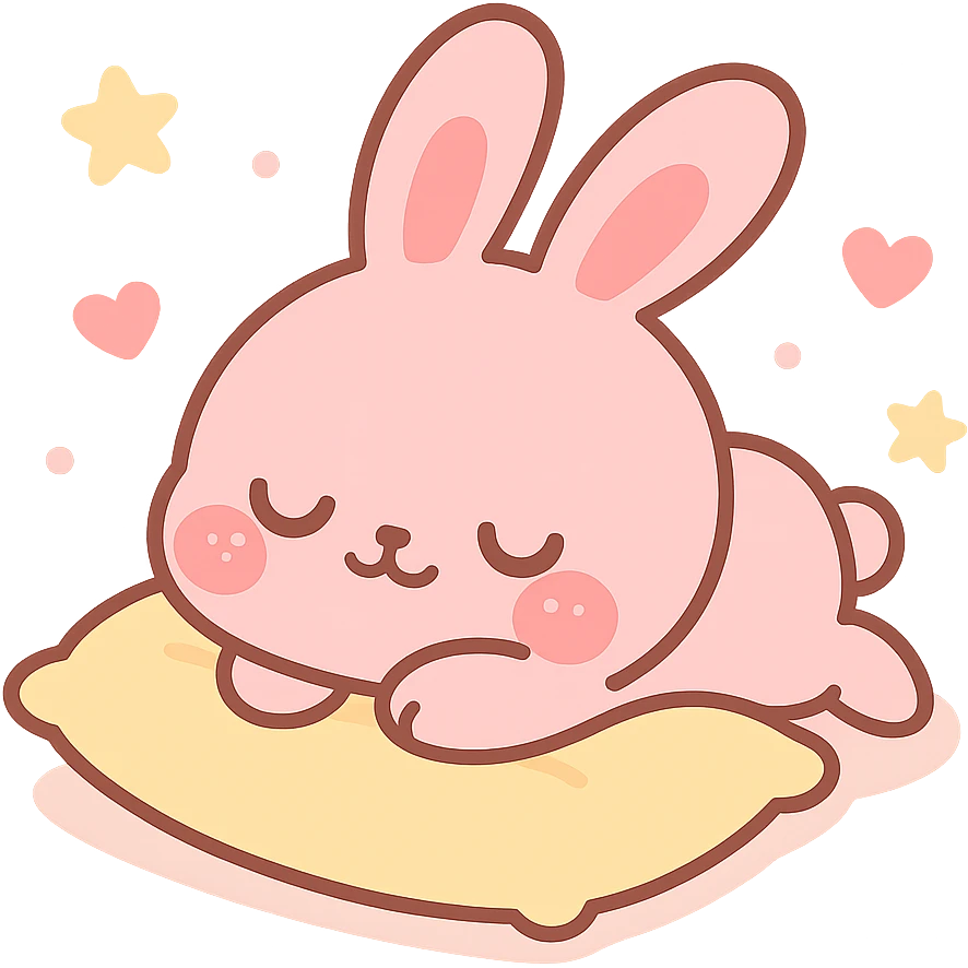 pink bunny sleeping on pillow emoji