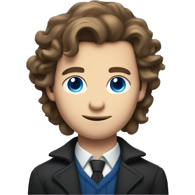Klaus man with long middle brown hair and blue eyes from umbrella academy emoji