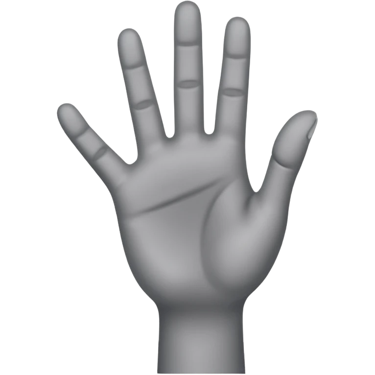 front angle view of a grey colored arm and 5 fingered hand reaching out emoji