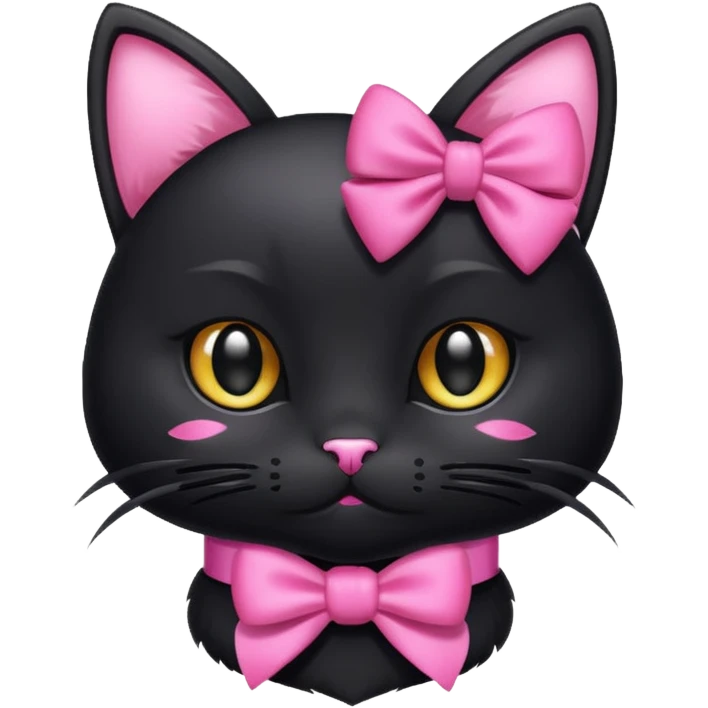Black cat with pink bow emoji