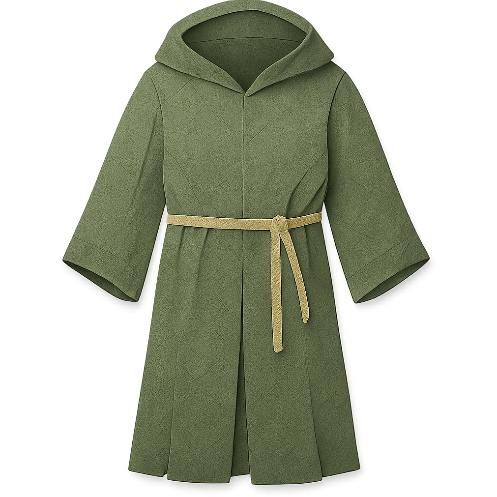 paper craft style green old robe emoji