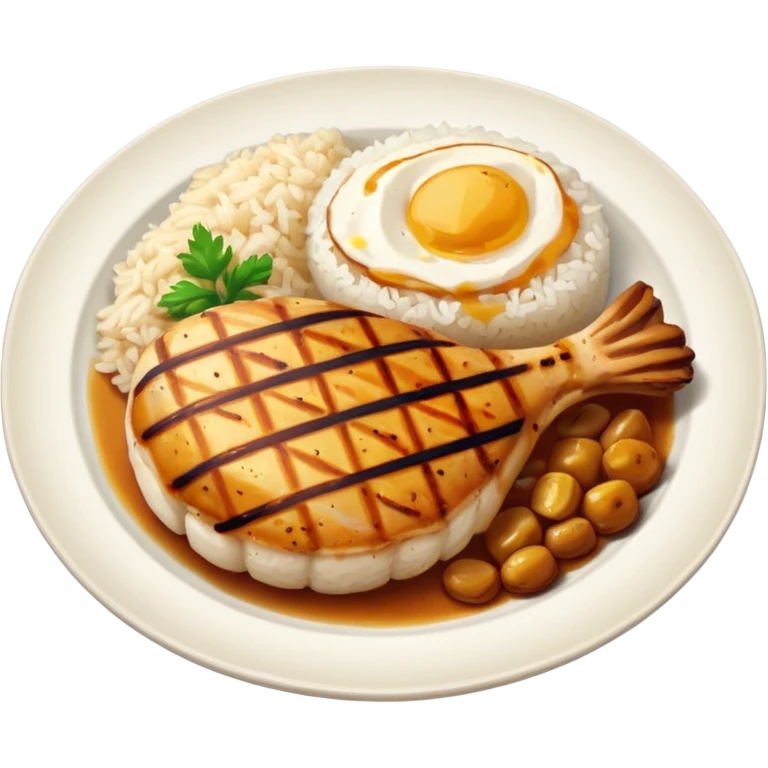 Breast and rice in a plate emoji