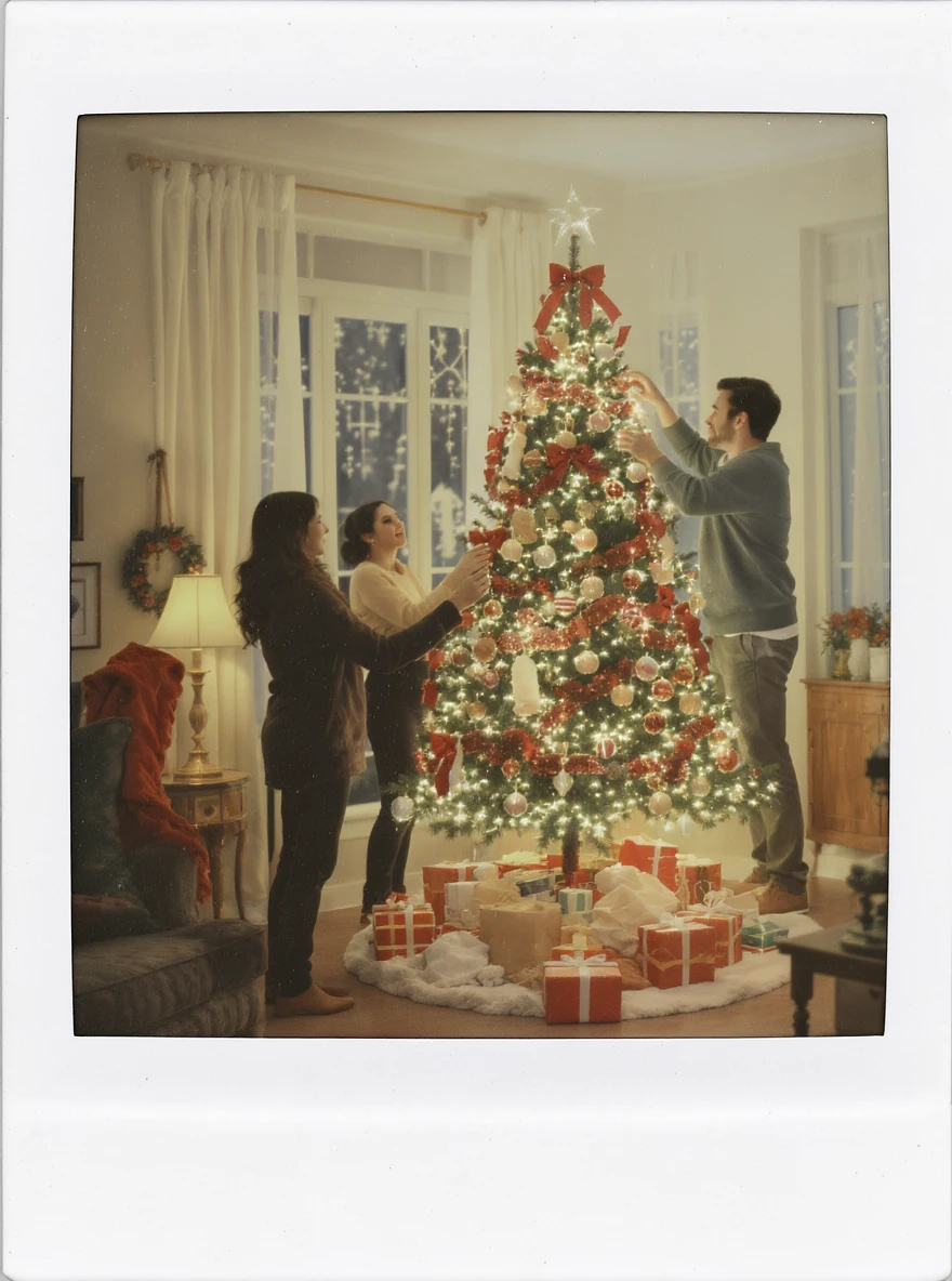 people decorating a Christmas tree emoji