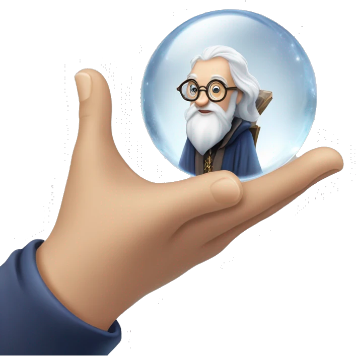 Dumbledore holds a crystal ball in his hand emoji
