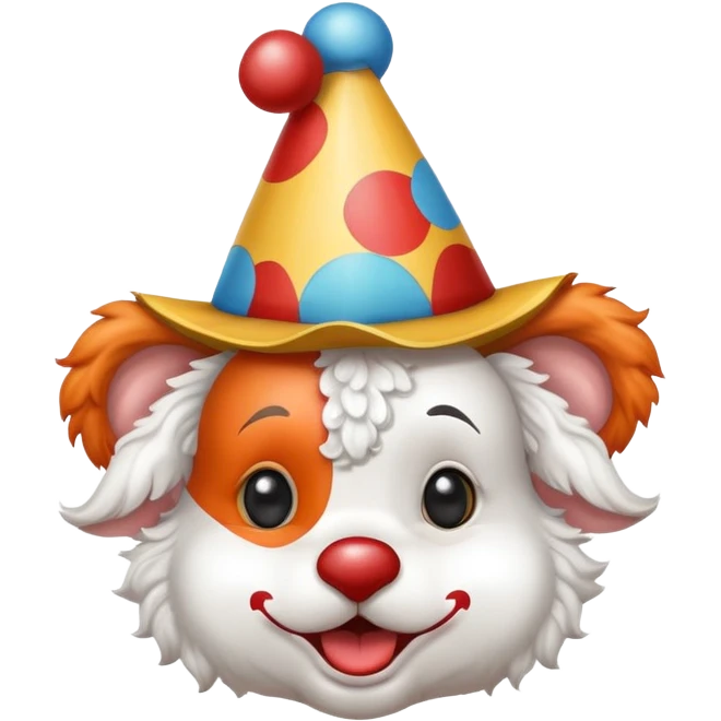 white jackapoo with apricot ears at circus emoji