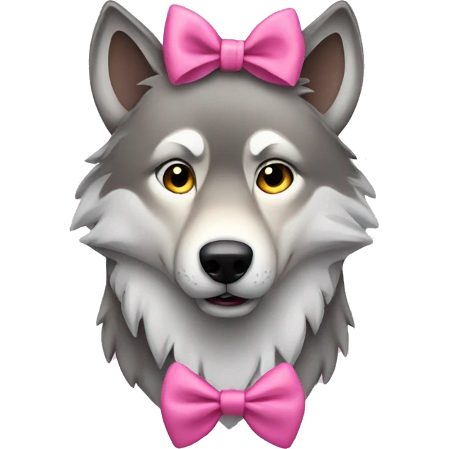 Wolf wearing a pink bow emoji