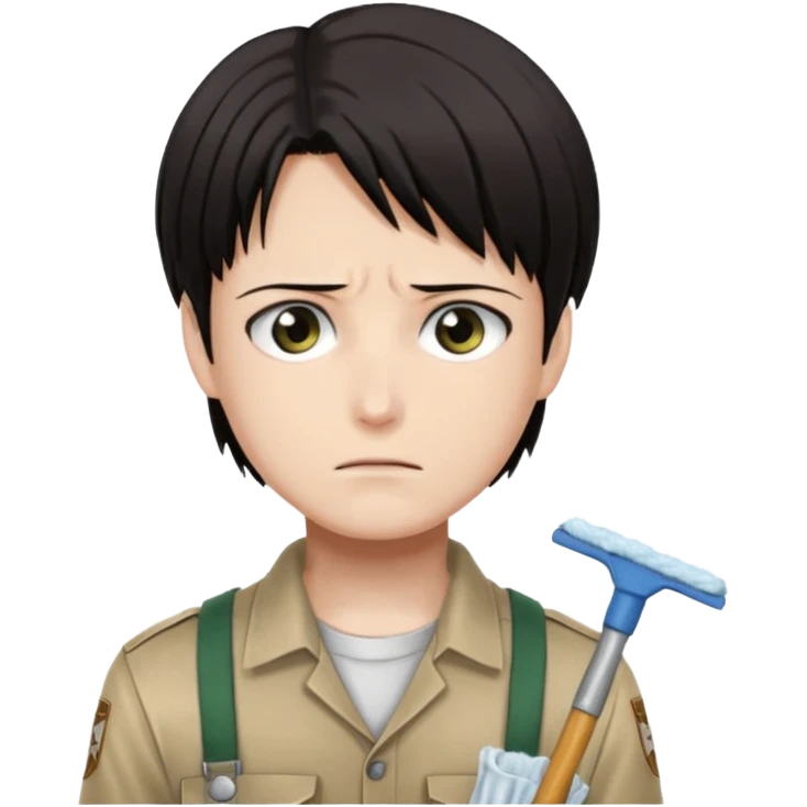 Levi ackerman from attack on titan with his cleaning outfit on emoji