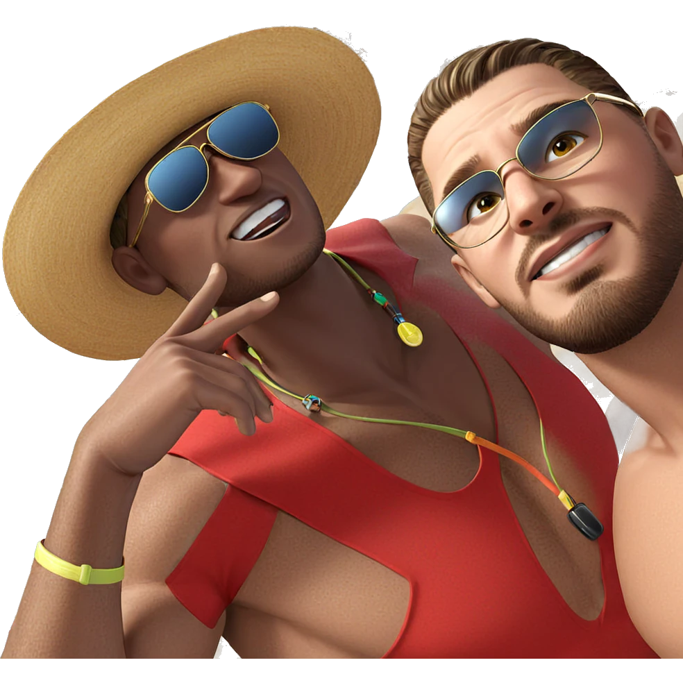 beach day with stylish male emoji